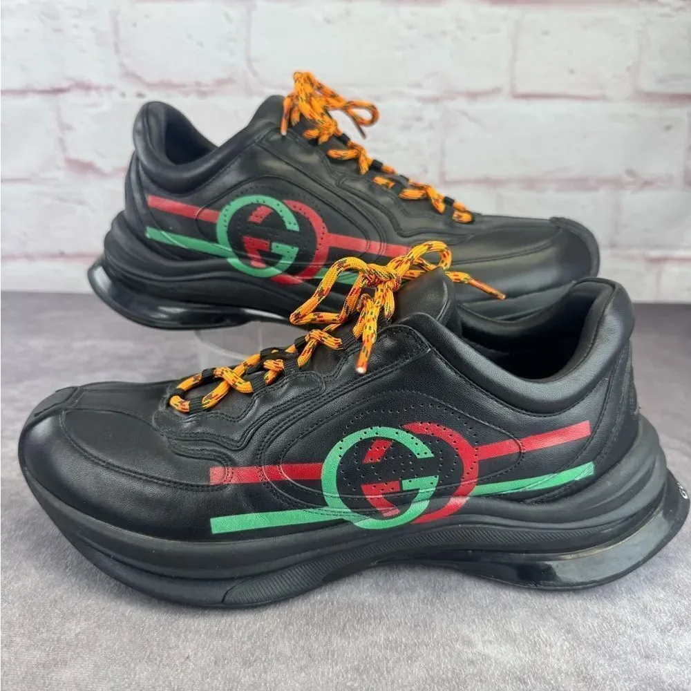 Gucci Men’s Run Leather Black Sneakers 9